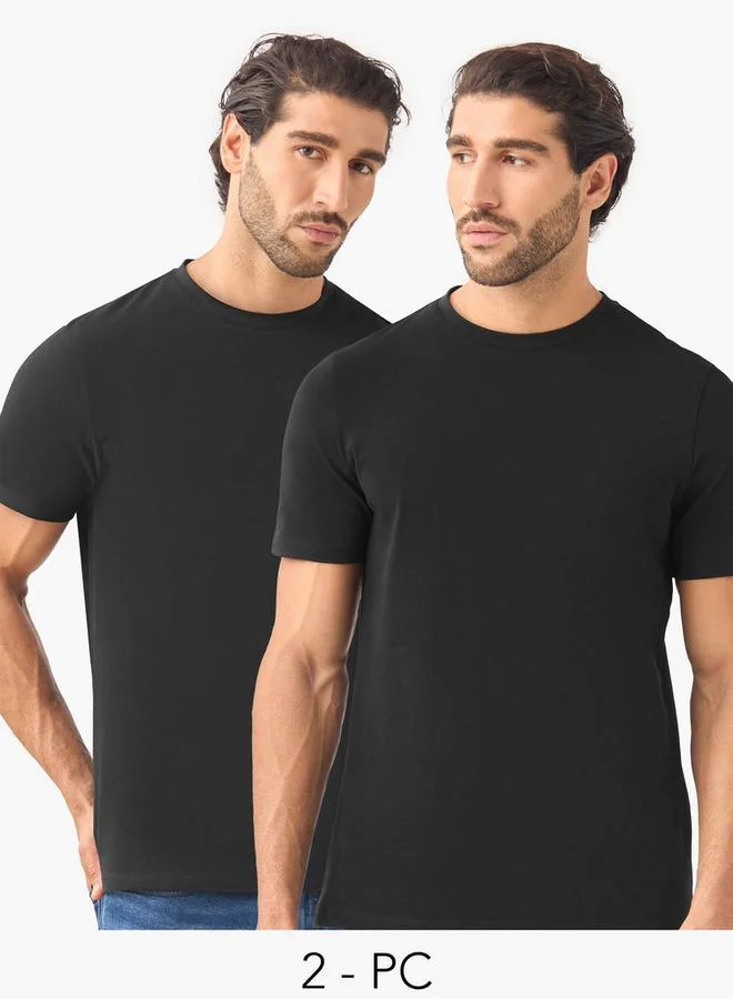 Splash FAV Set of 2 - Slim Fit Crew Neck T-shirt with Short Sleeves